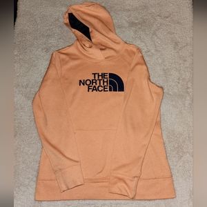 NORTH FACE PEACH AND BLUE LARGE HOODIE